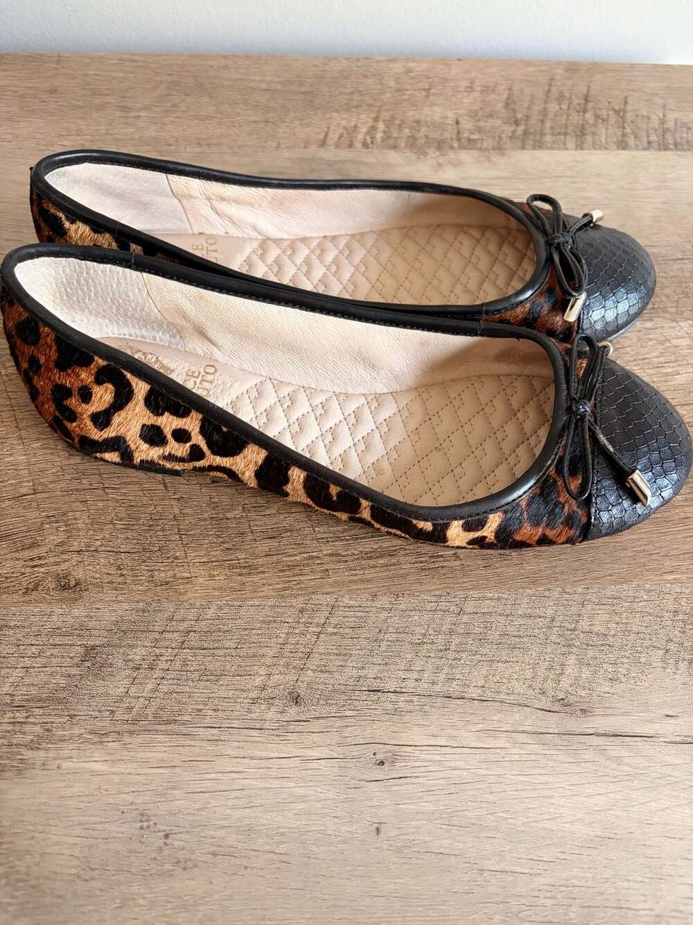 Vince Camuto Leopard Print Calf Hair Cap Toe Ballet Flats